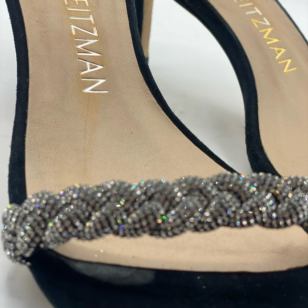 STUART WEITZMAN Nudistcurve‎ 75 Embellished Suede Ankle-Strap Sandals size 6.5